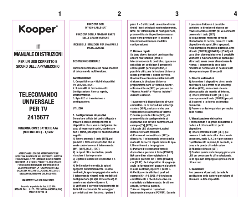 Page 1 de la notice Manuel utilisateur Kooper 2415677