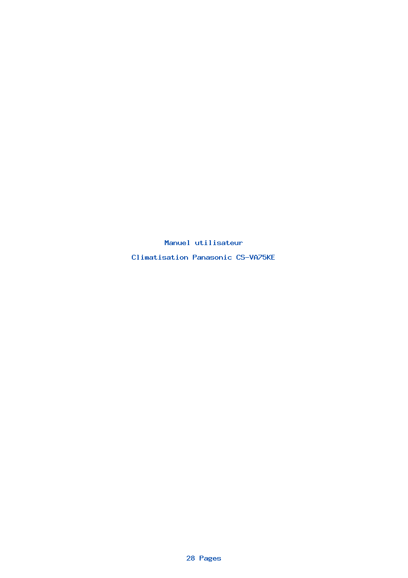 Page 1 de la notice Manuel utilisateur Panasonic CS-VA75KE