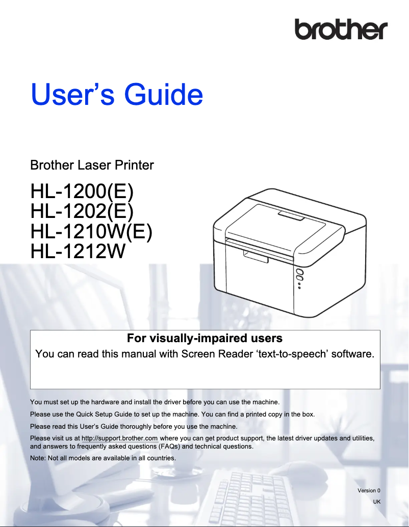 Página 1 del manual Manual de usuario Brother HL-1222WE