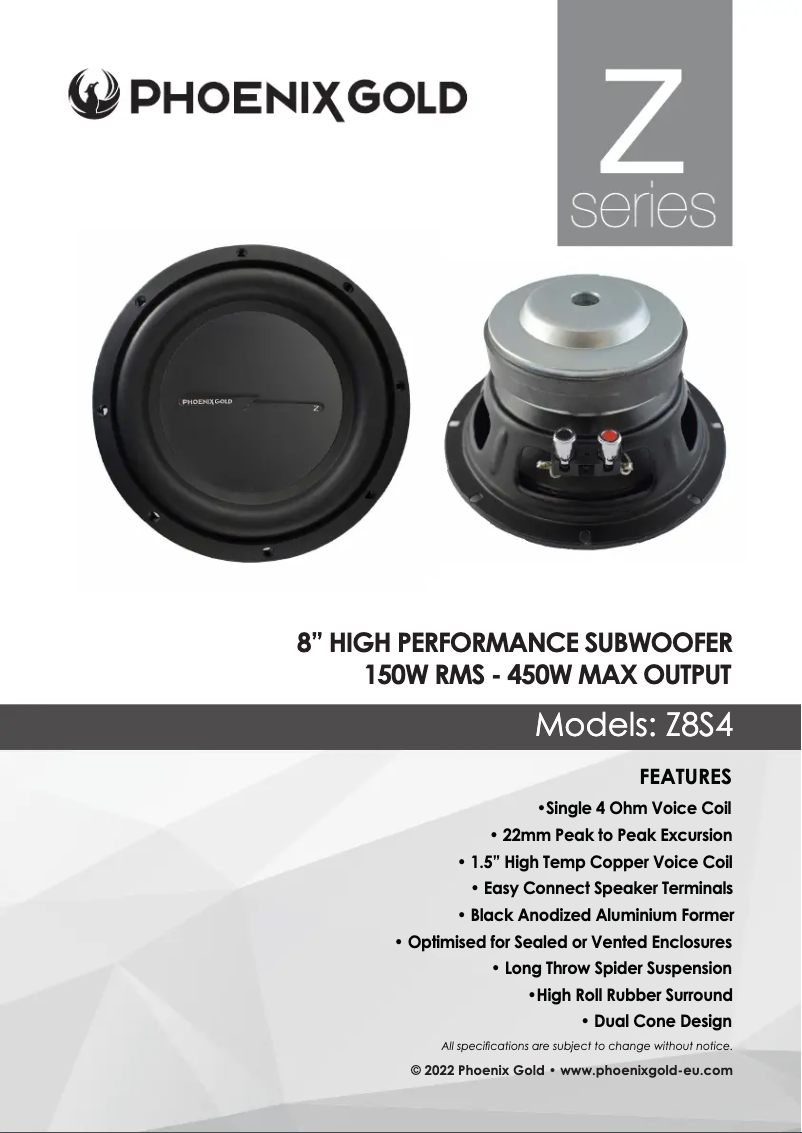 Page 1 de la notice Manuel utilisateur Phoenix Gold Z8S4