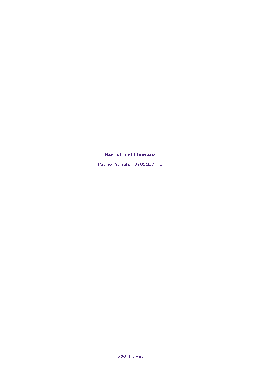 Page 1 de la notice Manuel utilisateur Yamaha DYUS1E3 PE