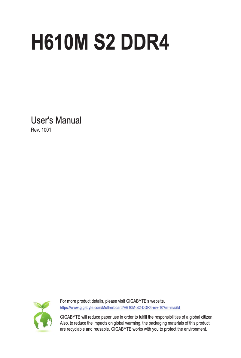 Página 1 del manual Manual de usuario Gigabyte H610M S2 DDR4