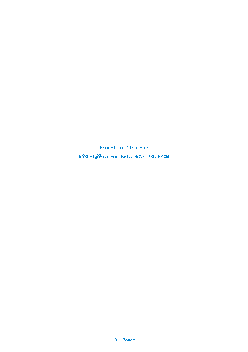 Page 1 de la notice Manuel utilisateur Beko RCNE 365 E40W