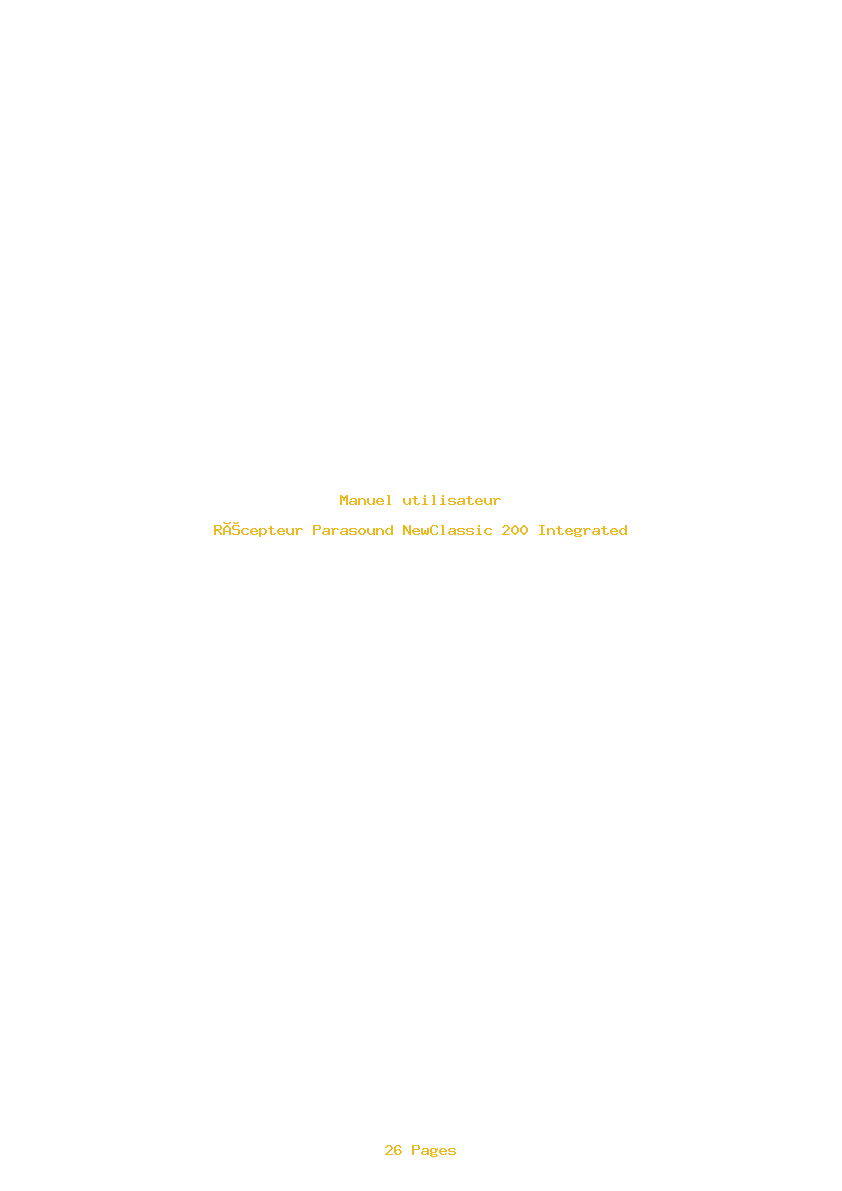 Page 1 de la notice Manuel utilisateur Parasound NewClassic 200 Integrated
