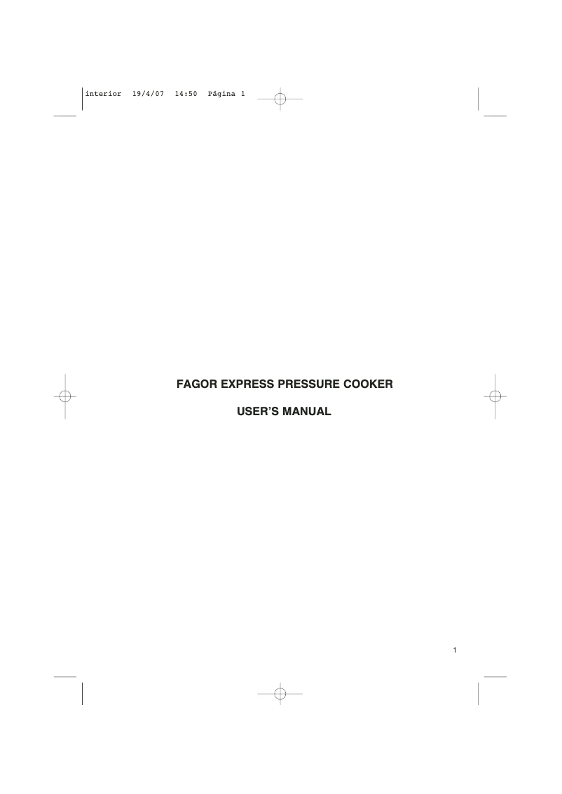 Page 1 de la notice Manuel utilisateur Fagor Express