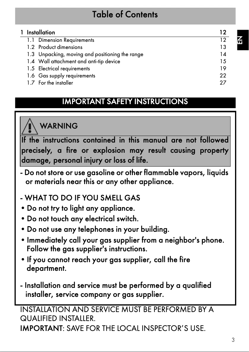 Page 1 de la notice Manuel utilisateur Smeg CPF48UGM