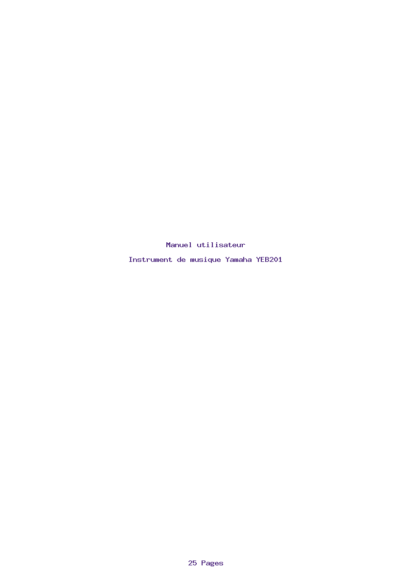 Page 1 de la notice Manuel utilisateur Yamaha YEB201