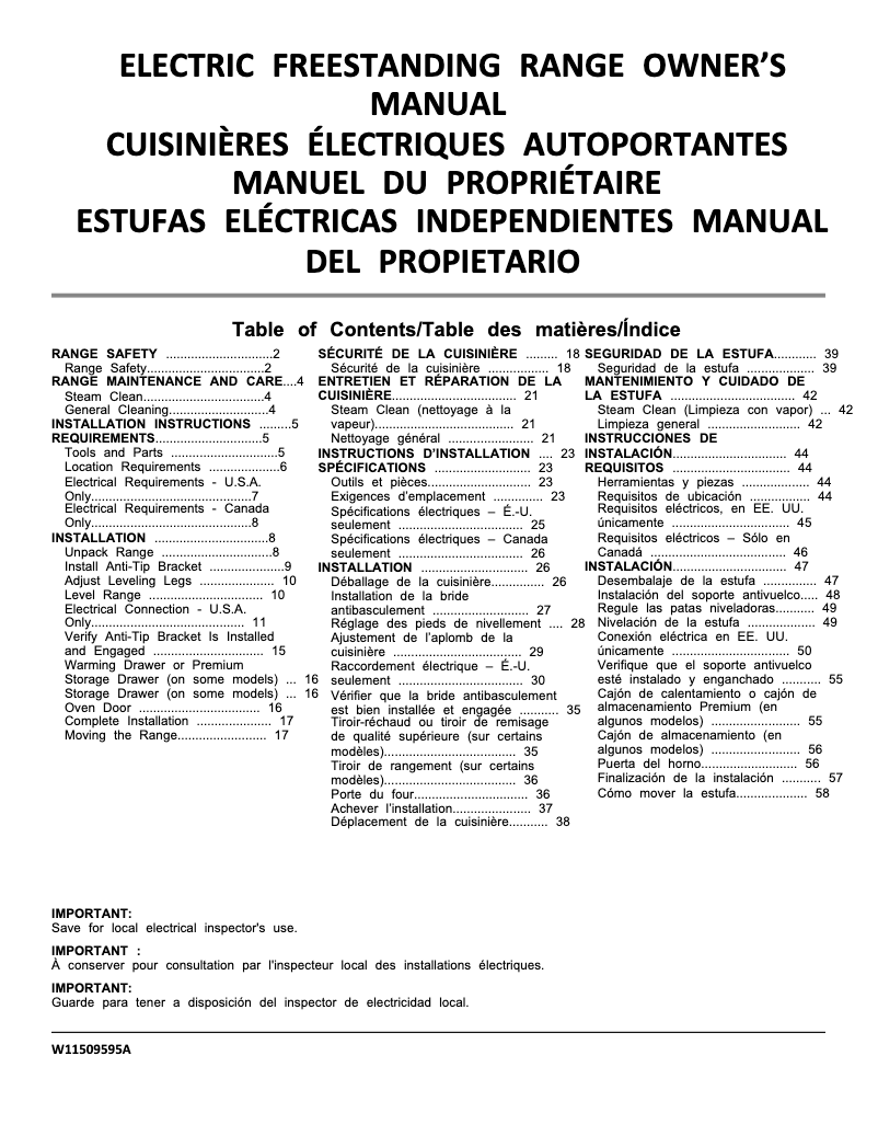 Page 1 of the manual User Manual Whirlpool WFE505W0HW