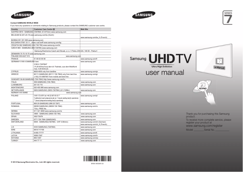 Página 1 del manual Guía de instalación Samsung UE48HU7500L