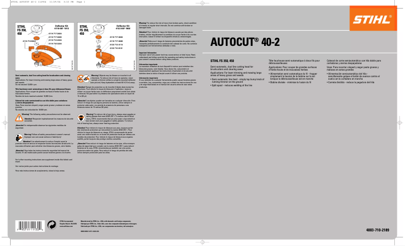 Page 1 de la notice Manuel utilisateur Stihl AutoCut 40-2