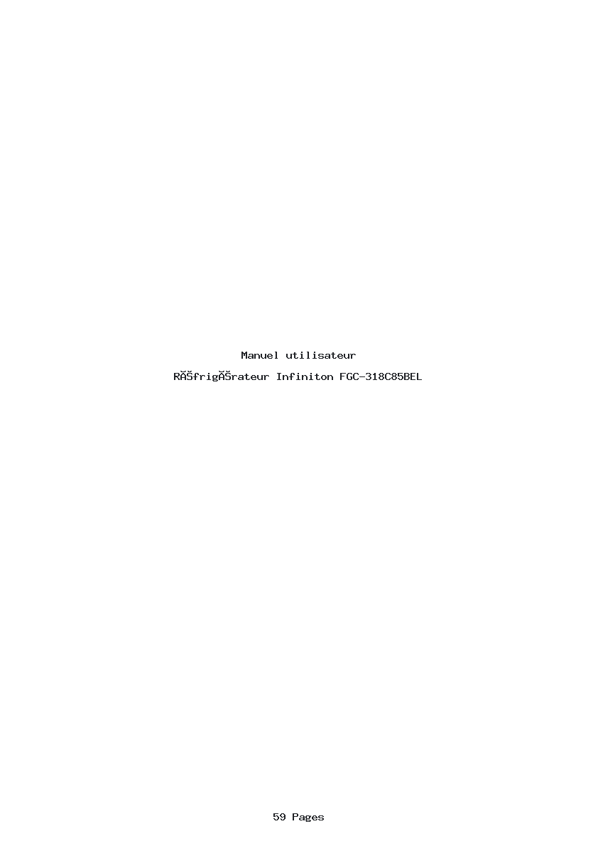 Page 1 de la notice Manuel utilisateur Infiniton FGC-318C85BEL