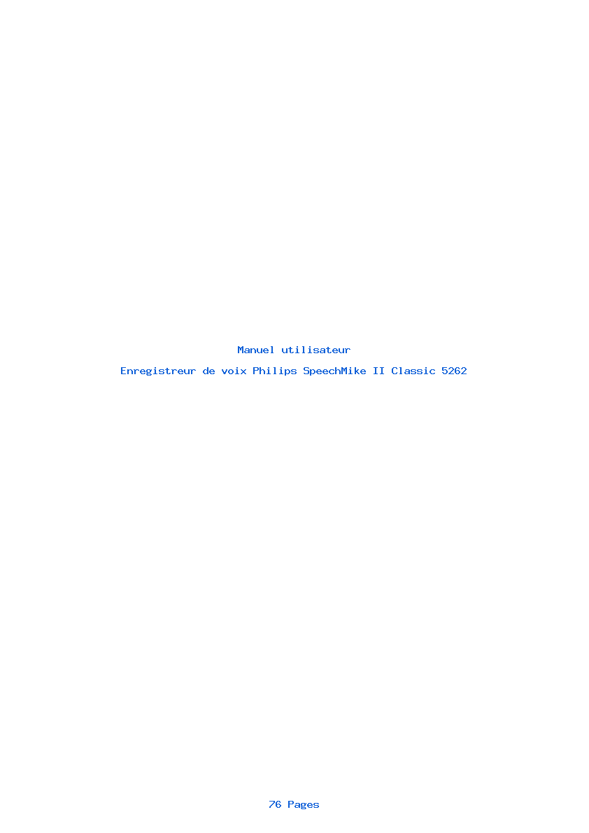 Page 1 de la notice Manuel utilisateur Philips SpeechMike II Classic 5262