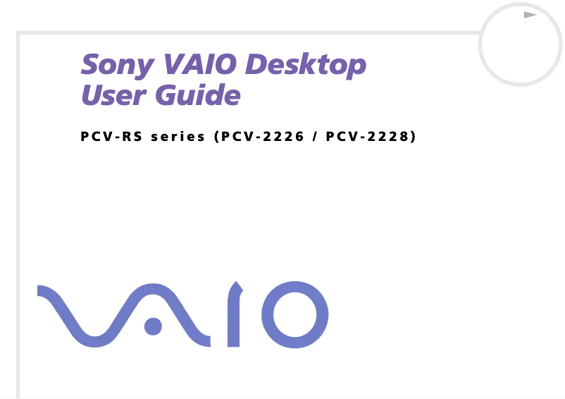 Page n°1 - Manuel utilisateur Sony Vaio PCV-RS202