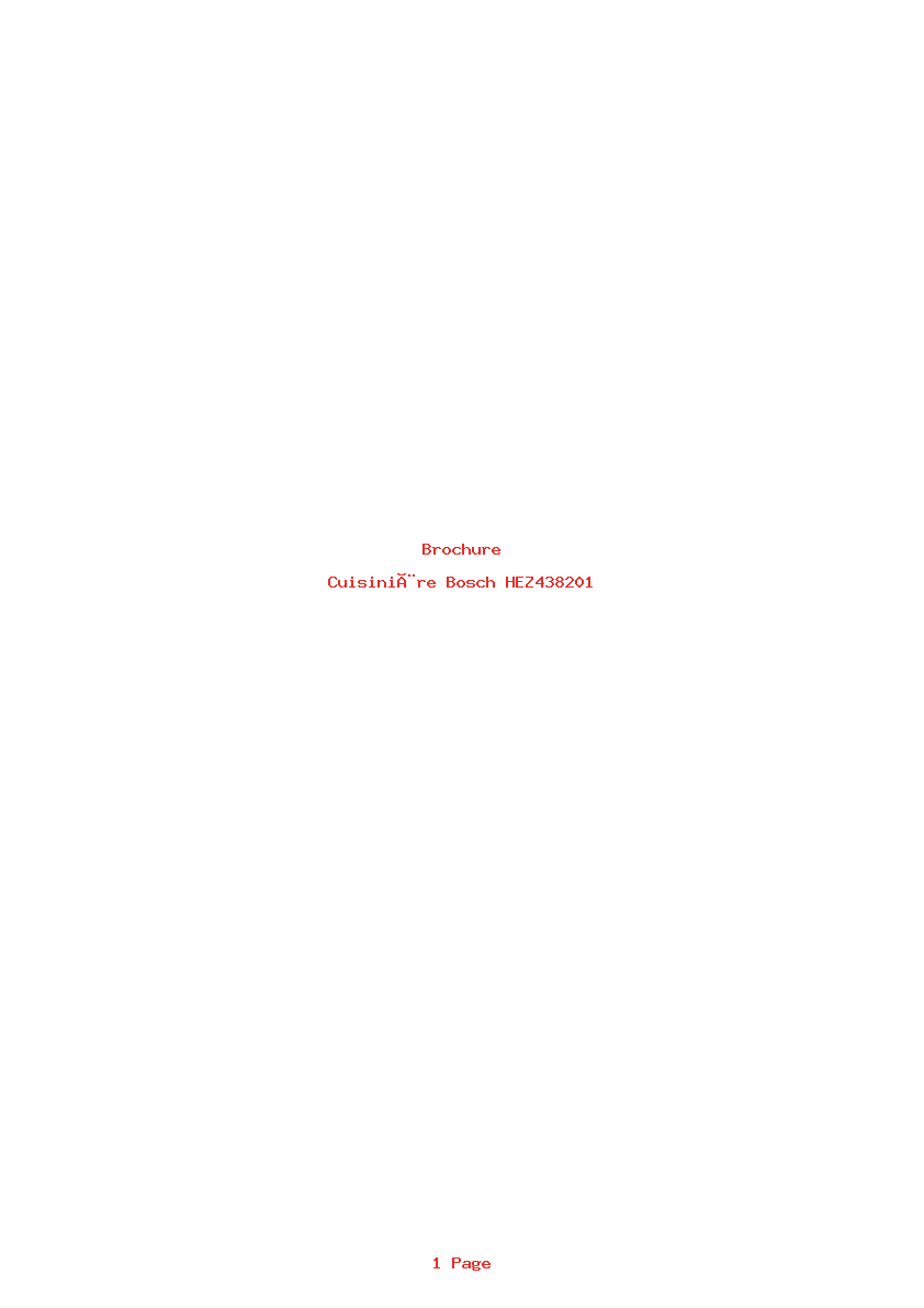 Page 1 de la notice Brochure Bosch HEZ438201