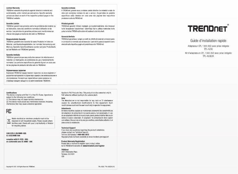 Page 1 of the manual User Manual TRENDnet TPL-423E