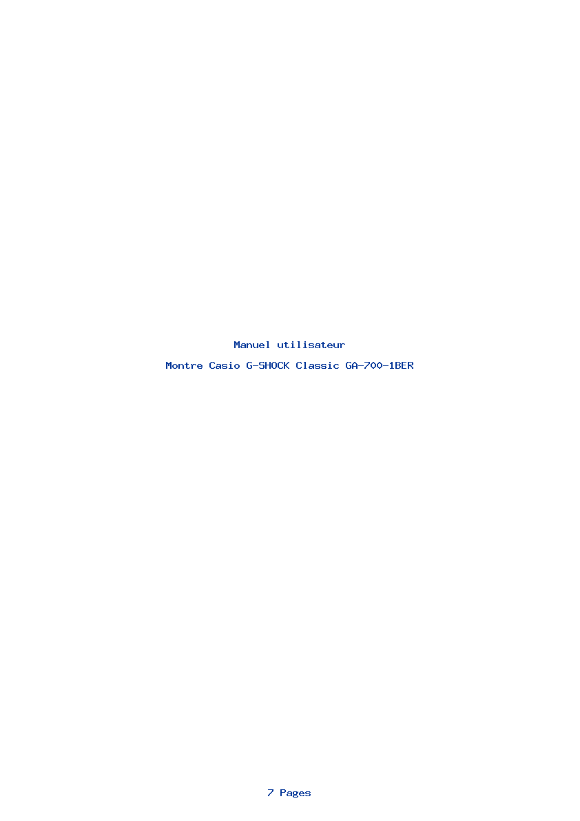 Page 1 de la notice Manuel utilisateur Casio G-SHOCK Classic GA-700-1BER