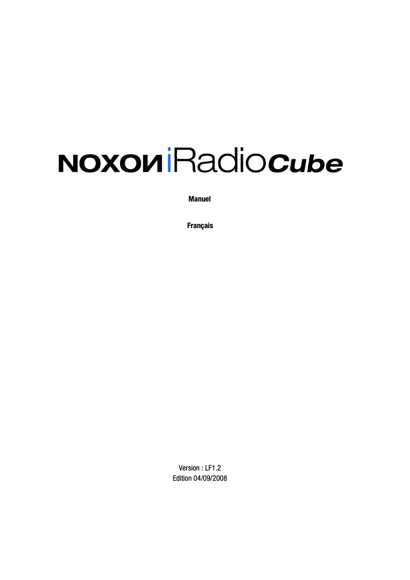 Page 1 of the manual User Manual Noxon IRadio Cube