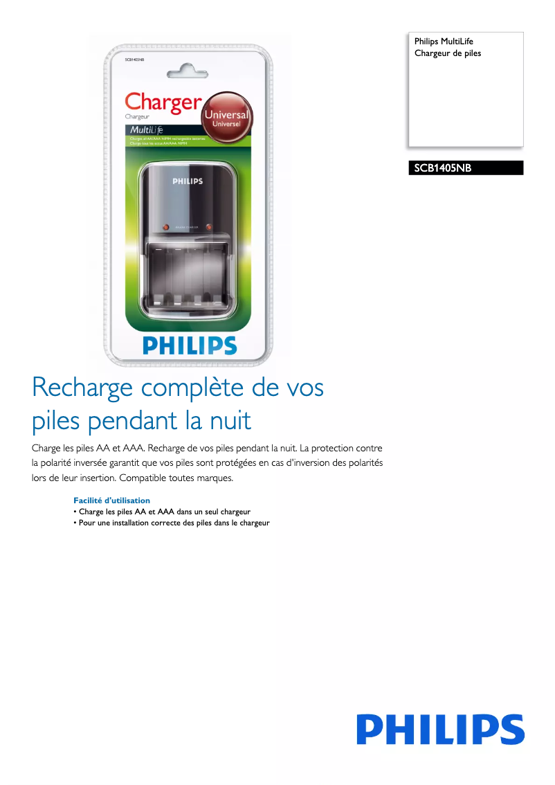 Página 1 del manual Ficha técnica Philips MultiLife SCB1405NB