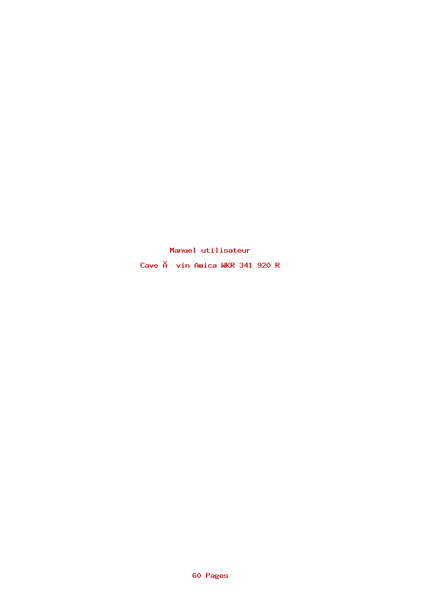 Page 1 de la notice Manuel utilisateur Amica WKR 341 920 R