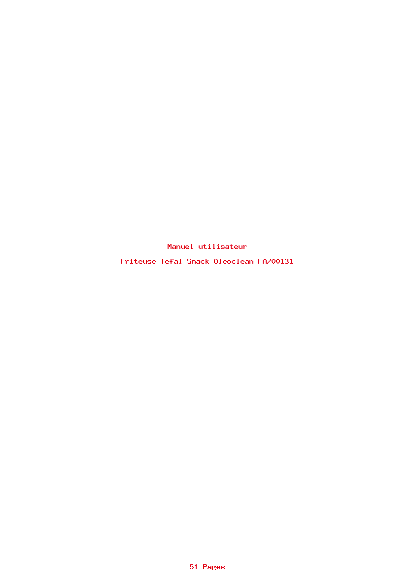 Page 1 de la notice Manuel utilisateur Tefal Snack Oleoclean FA700131