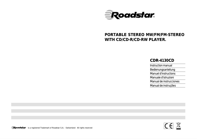 Página 1 del manual Manual de usuario Roadstar CDR-4130CD