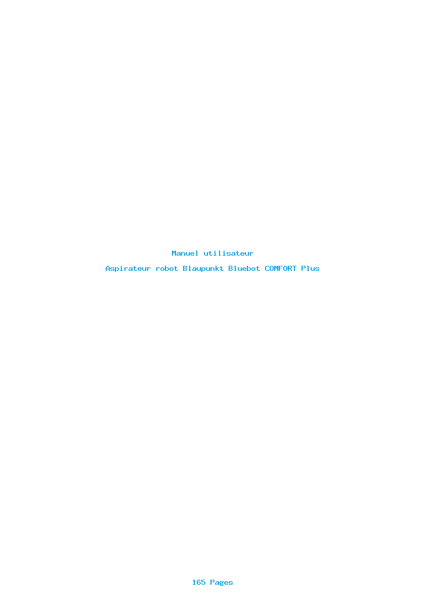 Page 1 de la notice Manuel utilisateur Blaupunkt Bluebot COMFORT Plus