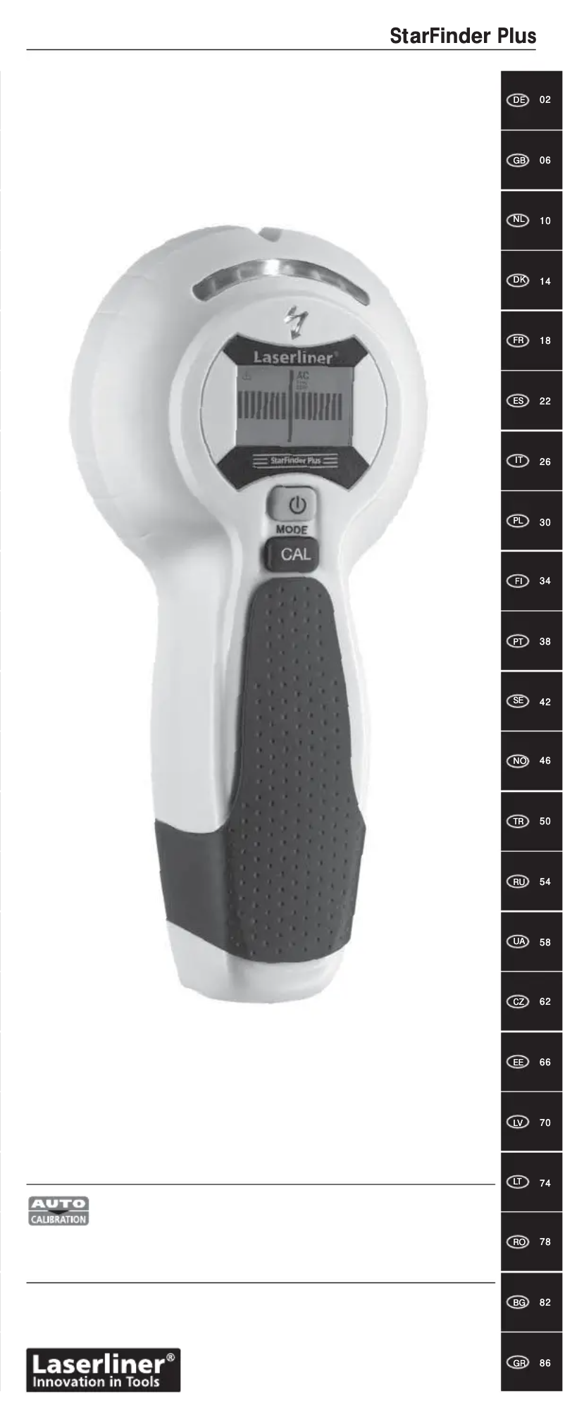 Page 1 de la notice Manuel utilisateur Laserliner StarFinder Plus