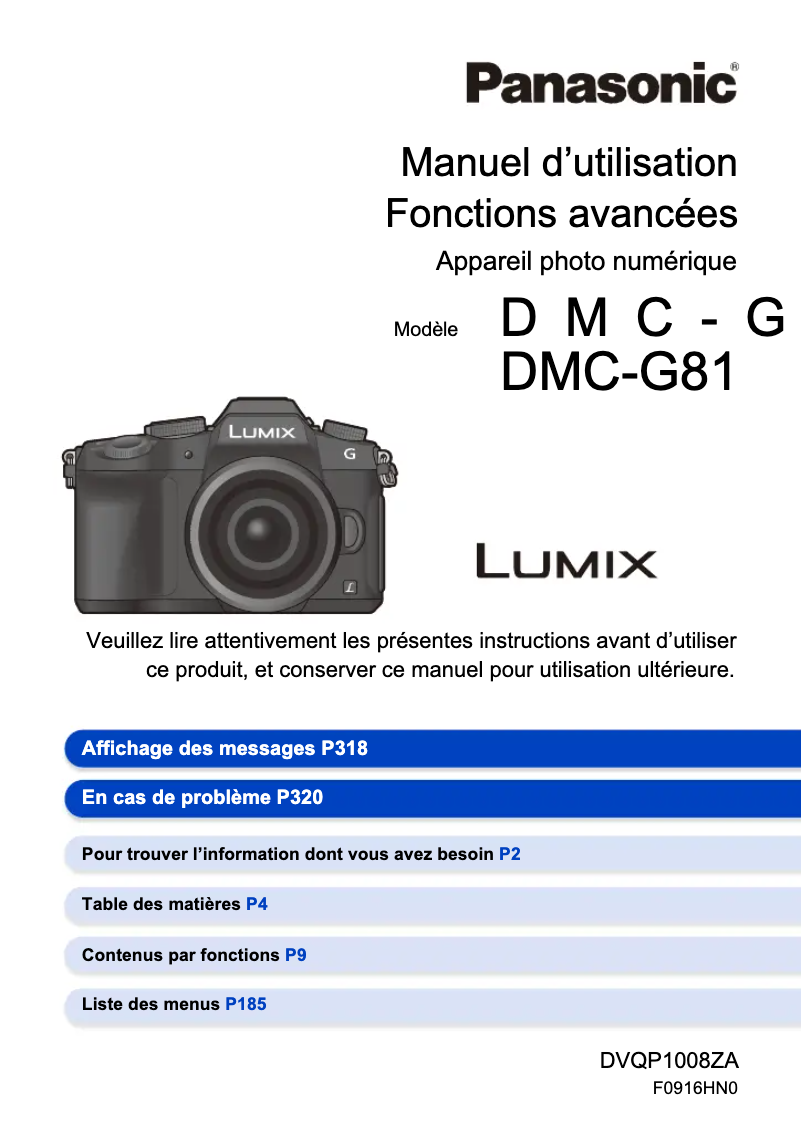 Page 1 of the manual User Manual Panasonic Lumix DMC-G80