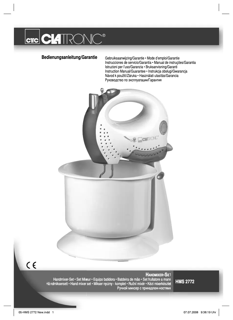 Page 1 of the manual User Manual Clatronic HMS 2772