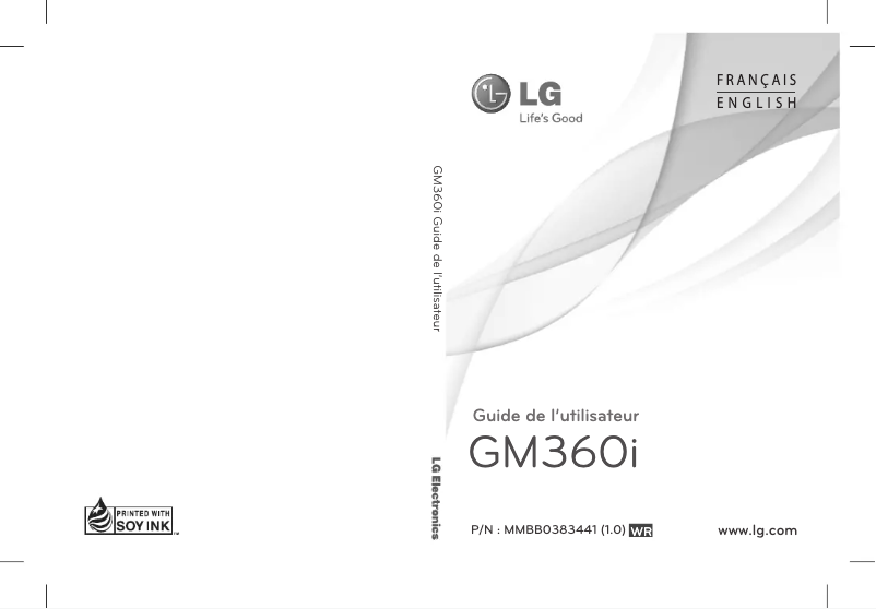 Page 1 de la notice Manuel utilisateur LG Cookie Snap GM360i