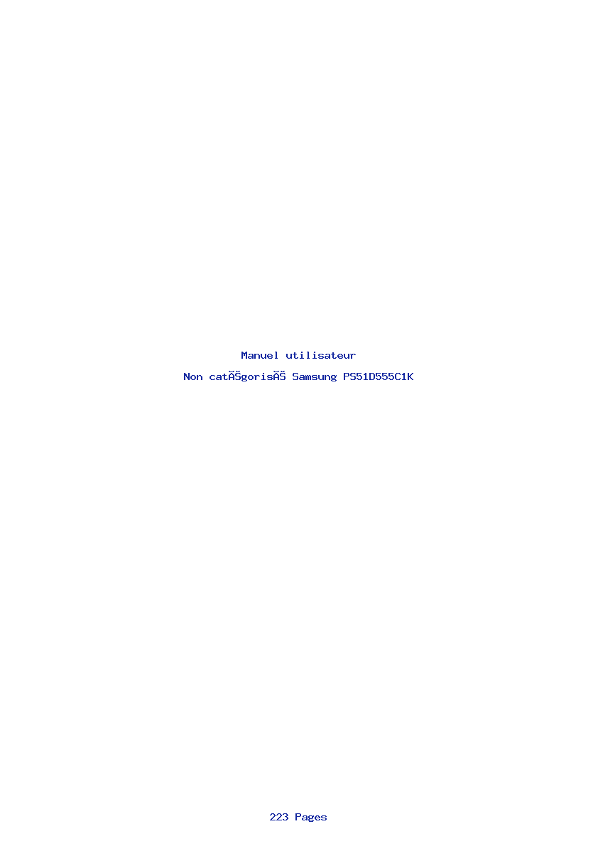 Page 1 de la notice Manuel utilisateur Samsung PS51D555C1K