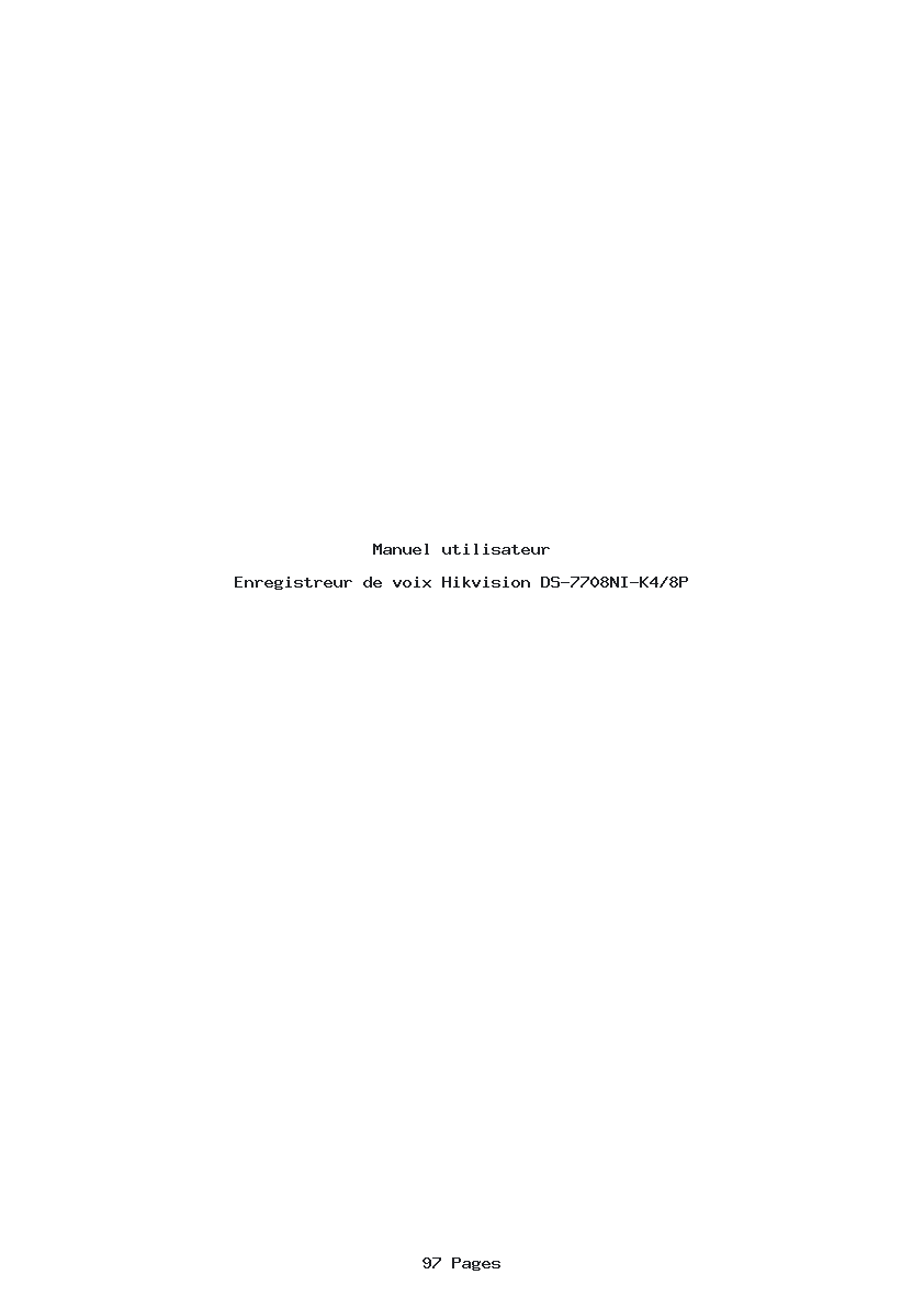 Page 1 de la notice Manuel utilisateur Hikvision DS-7708NI-K4/8P