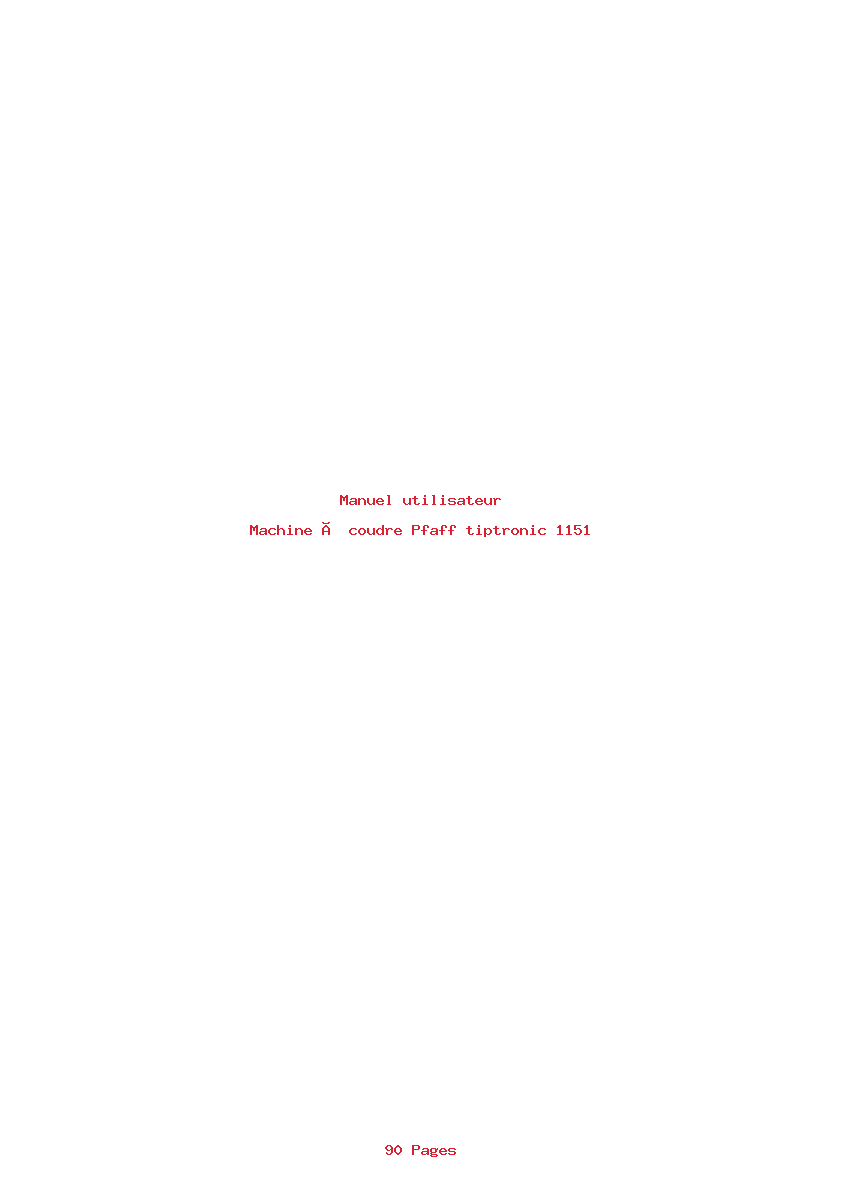 Page 1 de la notice Manuel utilisateur Pfaff tiptronic 1151