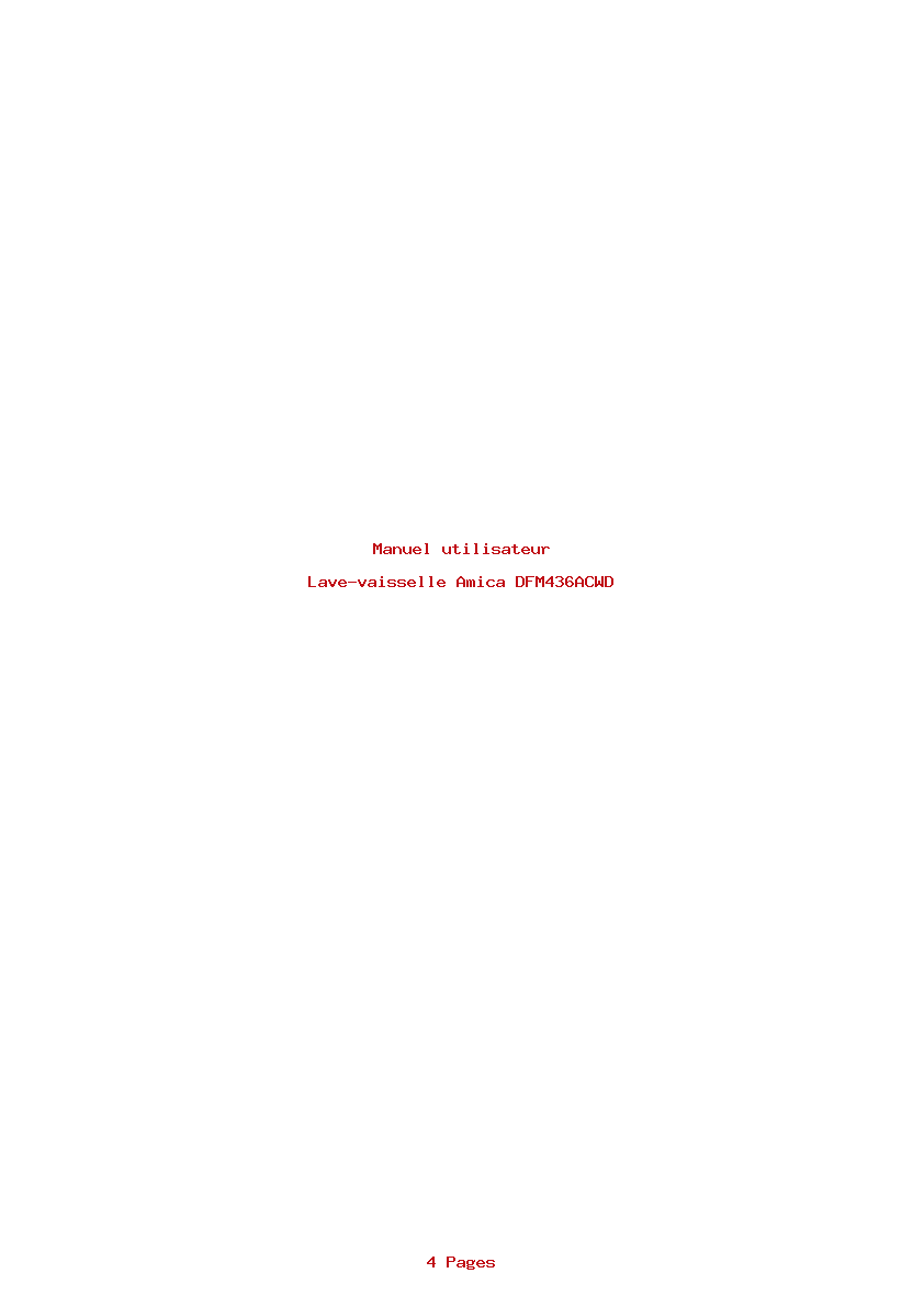 Page 1 de la notice Manuel utilisateur Amica DFM436ACWD