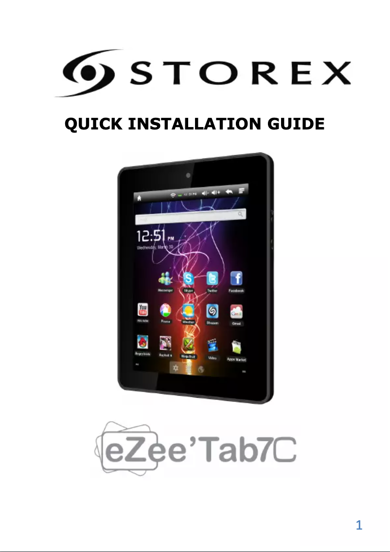 Page 1 de la notice Manuel utilisateur Storex EZeeTab7c