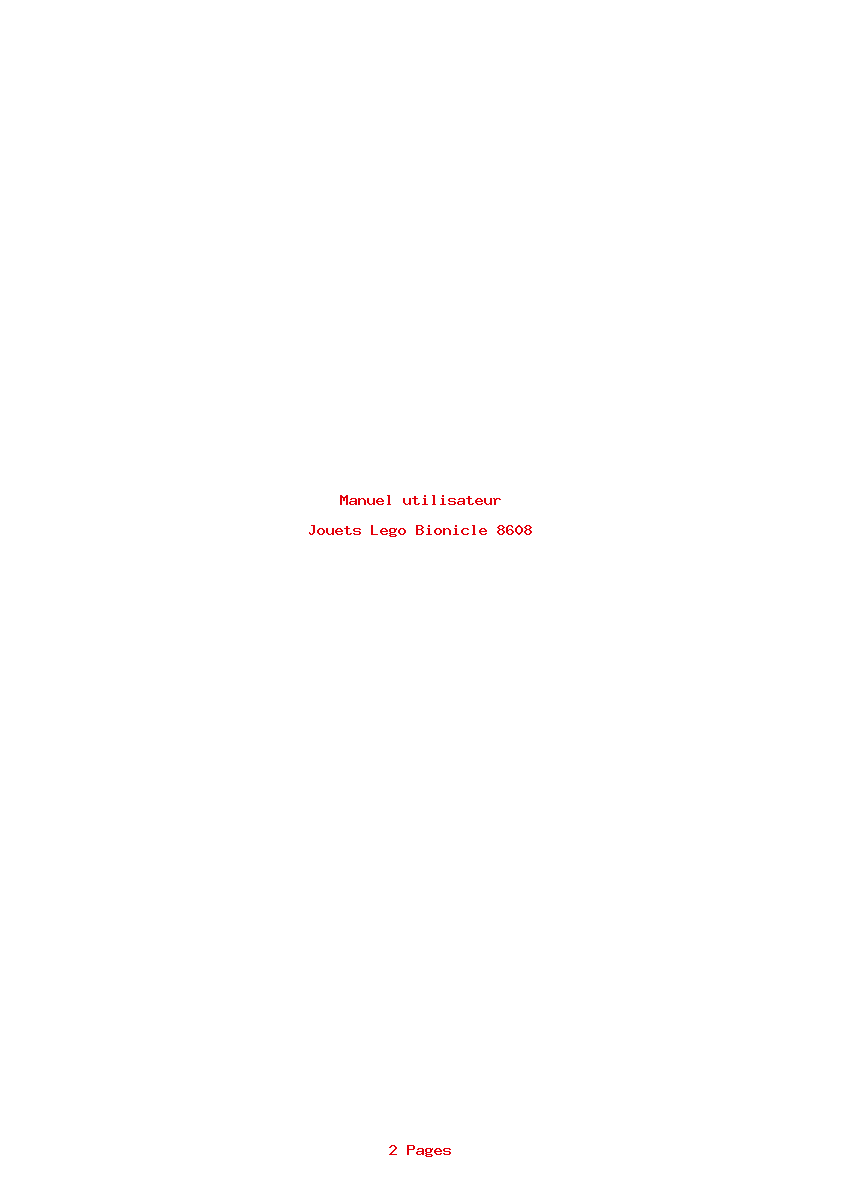 Page 1 de la notice Manuel utilisateur Lego Bionicle 8608