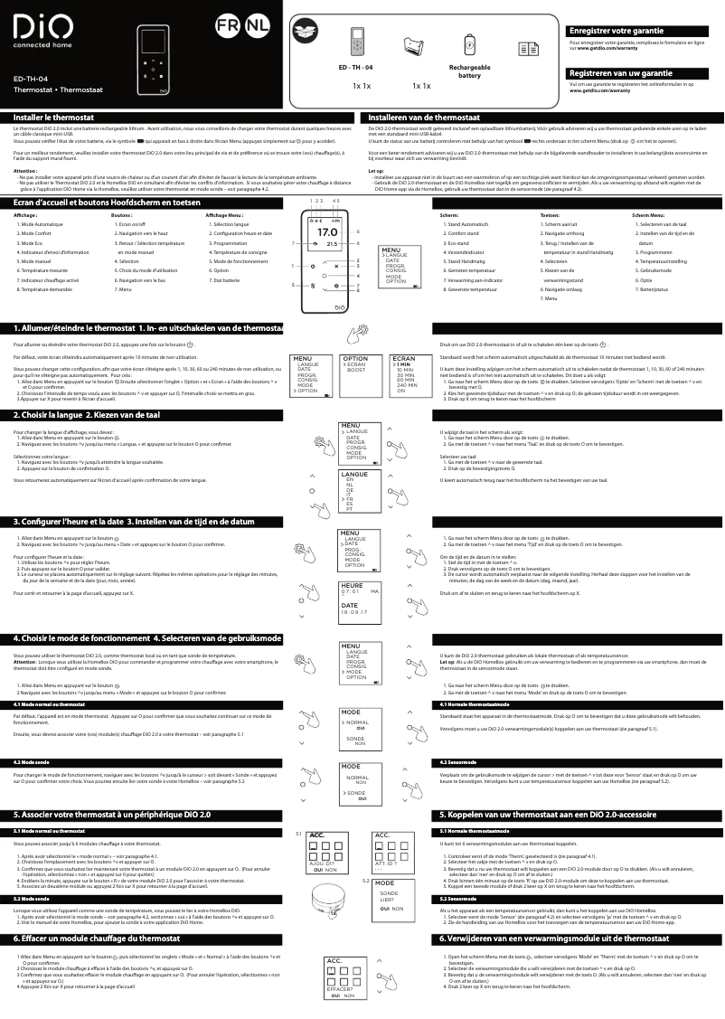 Page 1 de la notice Manuel utilisateur DiO ED-TH-04