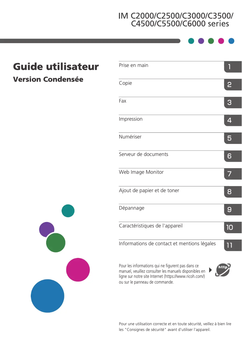 Page 1 de la notice Manuel utilisateur Ricoh IM C6000LT
