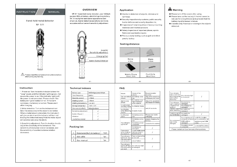 Page 1 de la notice Manuel utilisateur Noyafa NF-511