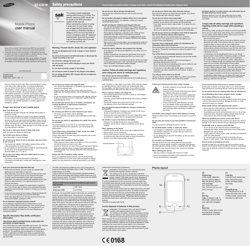 Página 1 del manual Manual de usuario Samsung Champ Deluxe C3310