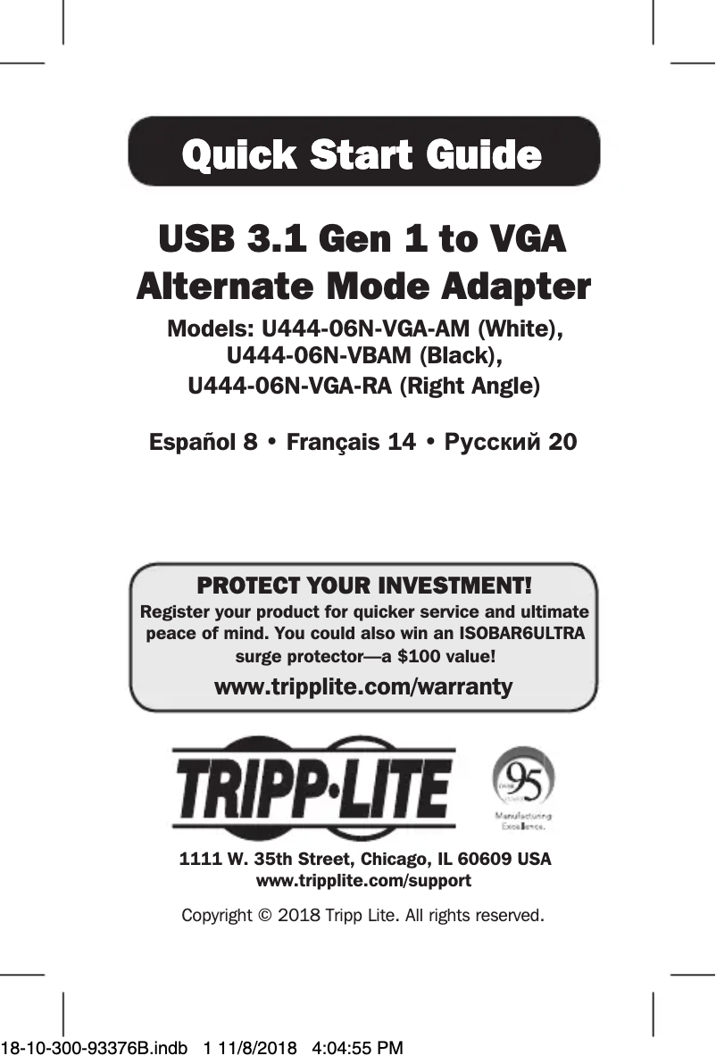 Página 1 del manual Manual de usuario Tripp Lite U444-06N-VB-AM