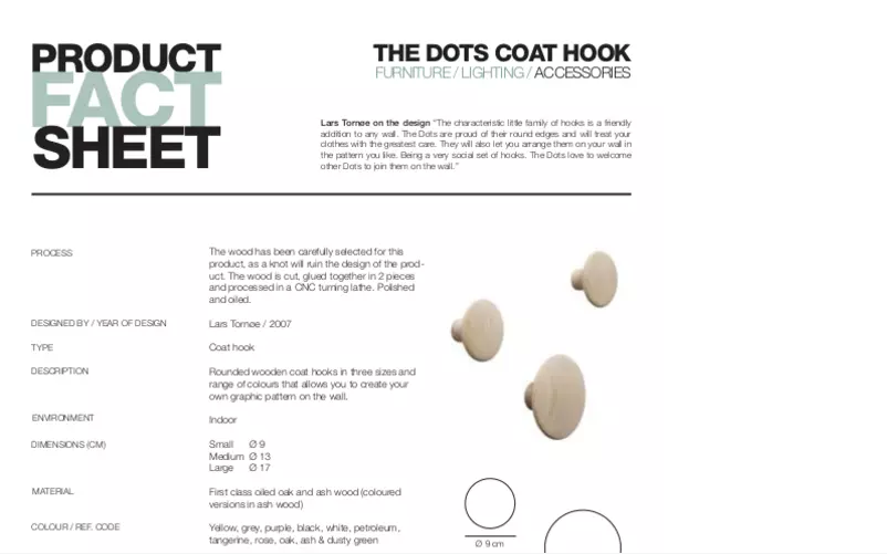 Page 1 de la notice Manuel utilisateur Muuto The Dots