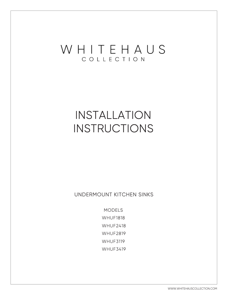 Page 1 de la notice Manuel utilisateur Whitehaus Fireclay WHUF3119