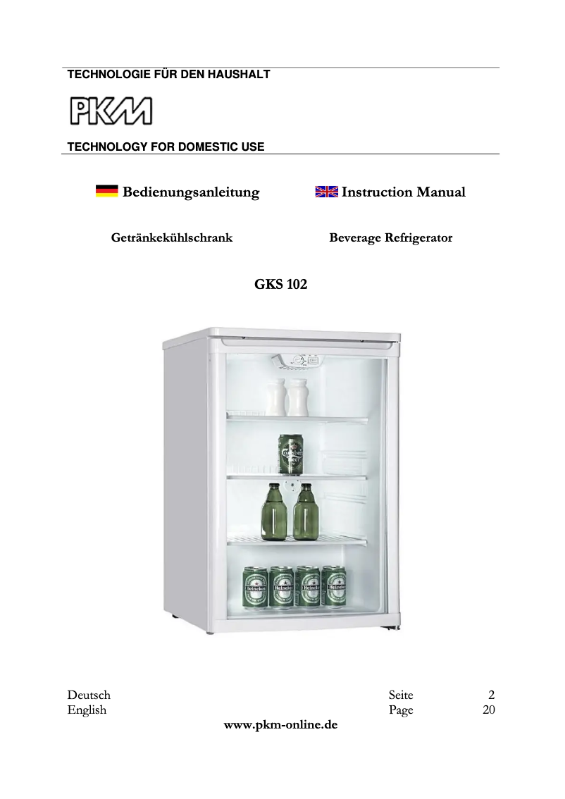 Page 1 de la notice Manuel utilisateur PKM GKS102