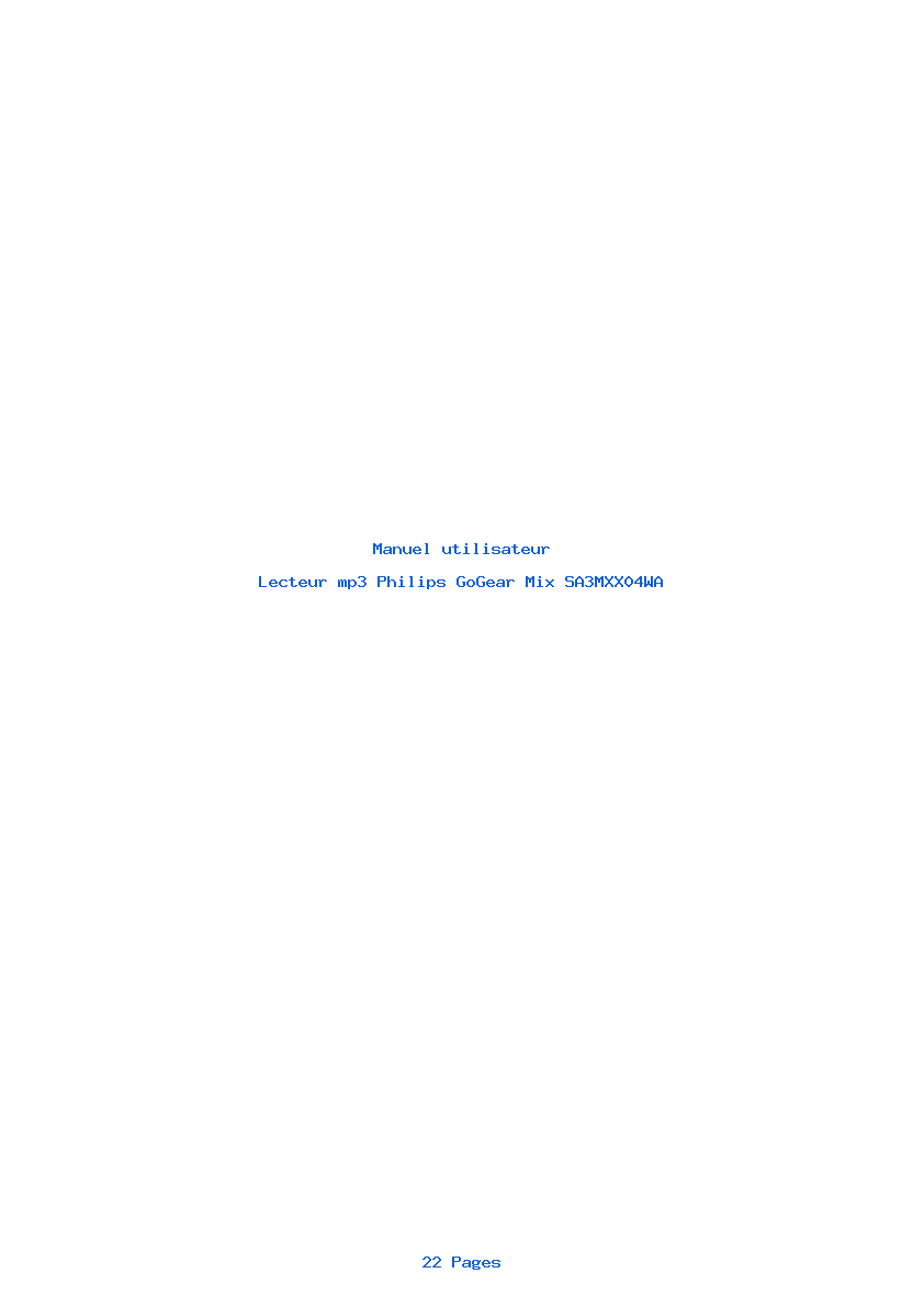 Page 1 de la notice Manuel utilisateur Philips GoGear Mix SA3MXX04WA