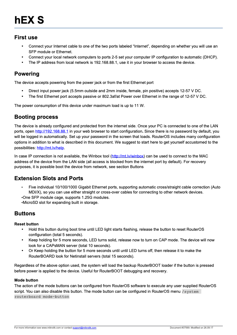 Page 1 de la notice Manuel utilisateur Mikrotik RB750GR3
