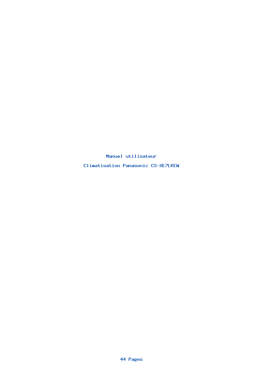 Page 1 de la notice Manuel utilisateur Panasonic CS-XE7LKEW