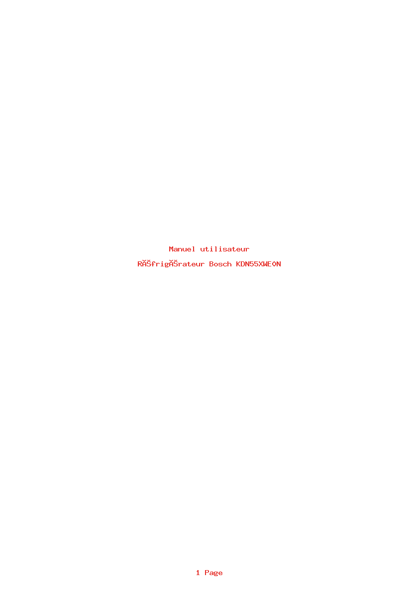 Page 1 de la notice Manuel utilisateur Bosch KDN55XWE0N
