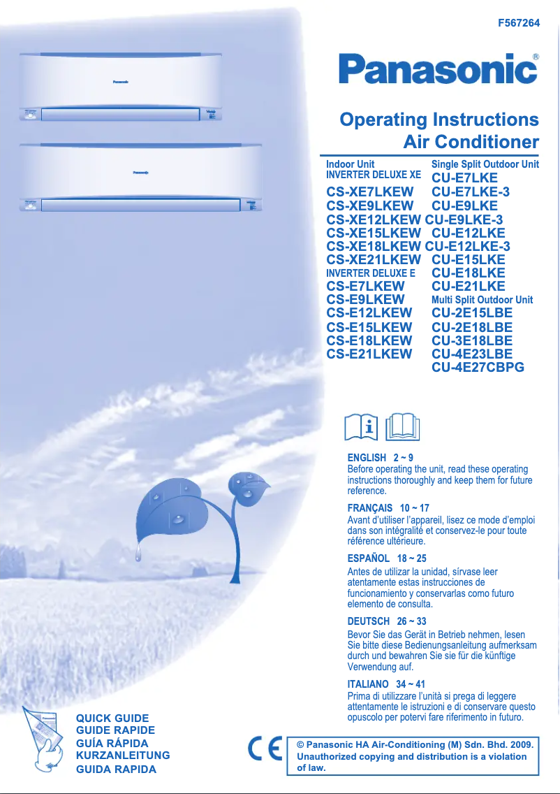 Page 1 de la notice Manuel utilisateur Panasonic CU=E18LKE