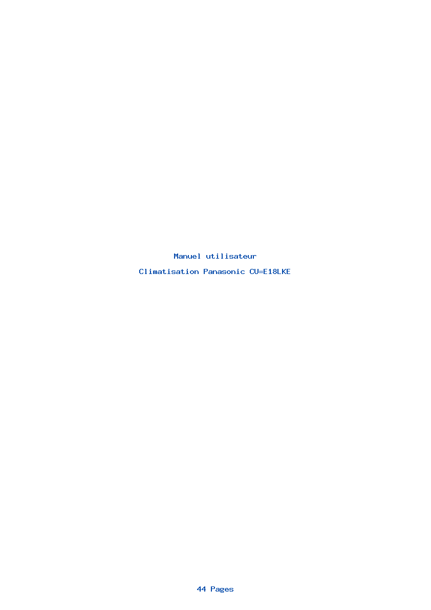 Page 1 de la notice Manuel utilisateur Panasonic CU=E18LKE